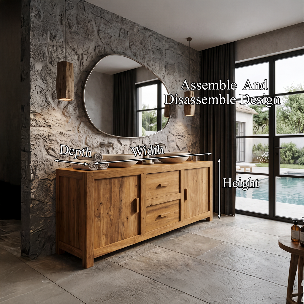 Contemporary Double Bathroom Vanity With Cabinet And Drawer Storage For Bathroom
