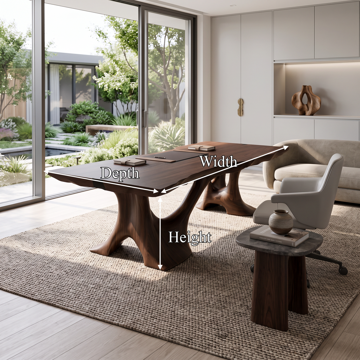 Rustic Halloween Live Edge Desk With Flowing Statement Legs For Workspace