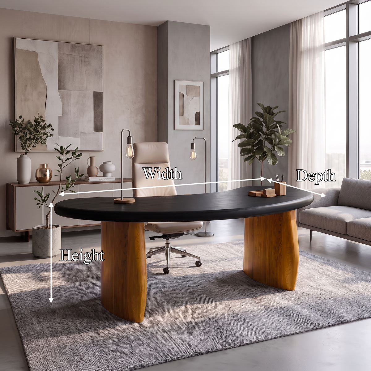 Minimalist Desk With Rounded Base For Home Office