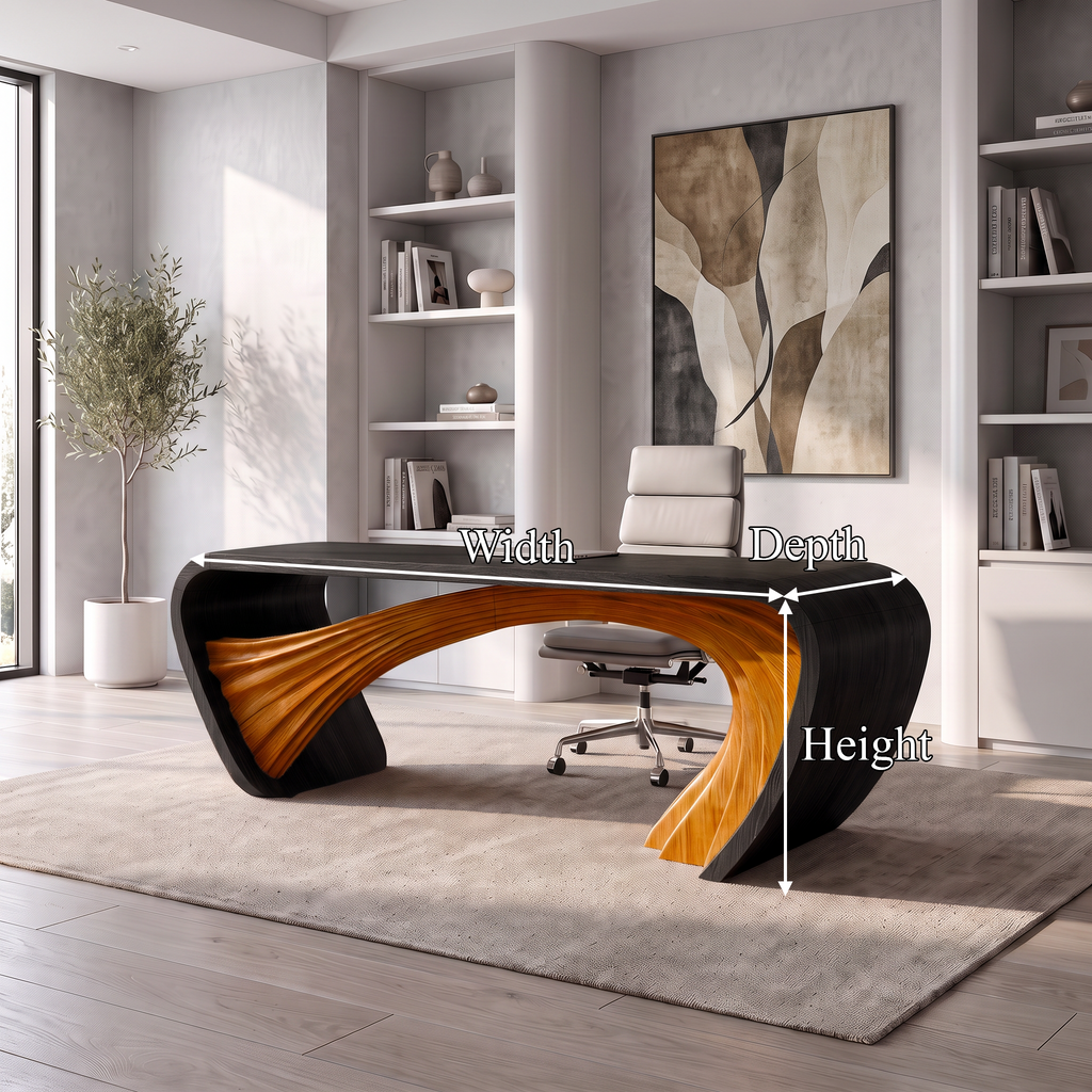 Modern Halloween Executive Desk With Curved Open Frame Base For Office