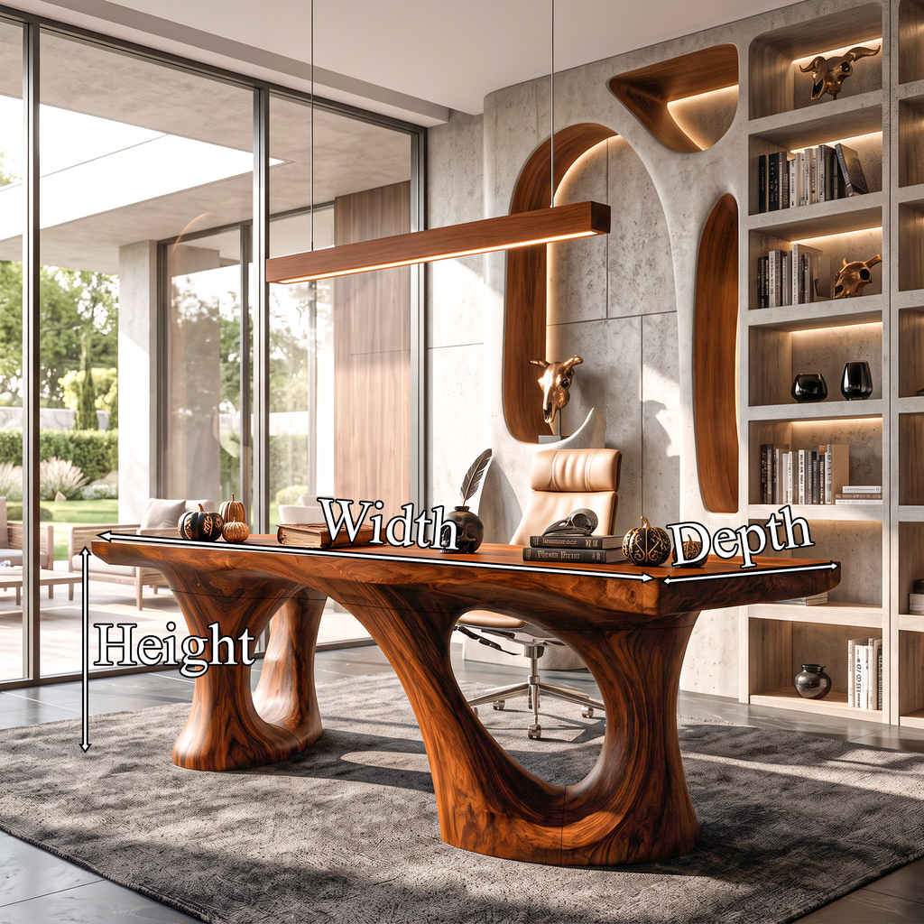 Transitional Halloween Desk With Statement Curved Base For Home Office
