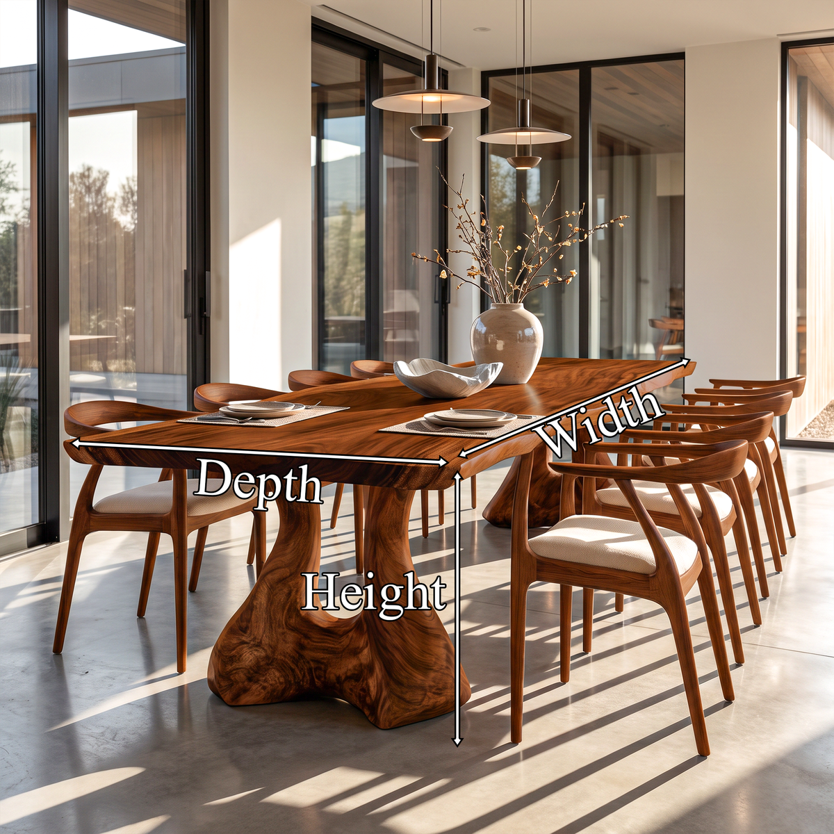 Organic Dining Table With Freeform Edge And Nature Inspired Frame For Dining Room