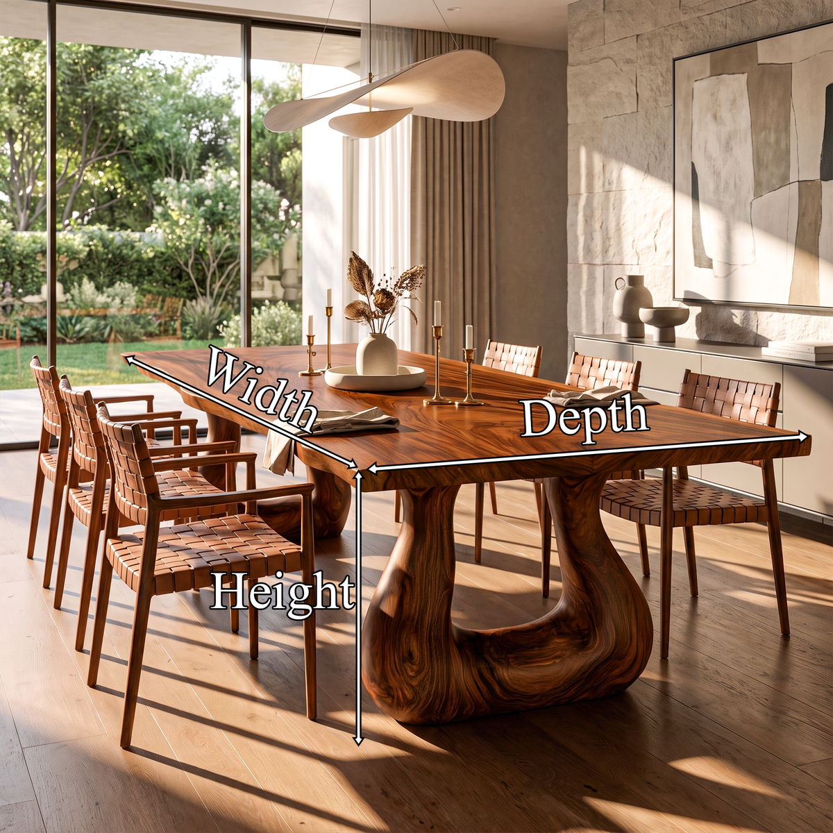 Rustic Live Edge Dining Table With Flowing Tree Form Legs For Dining Room