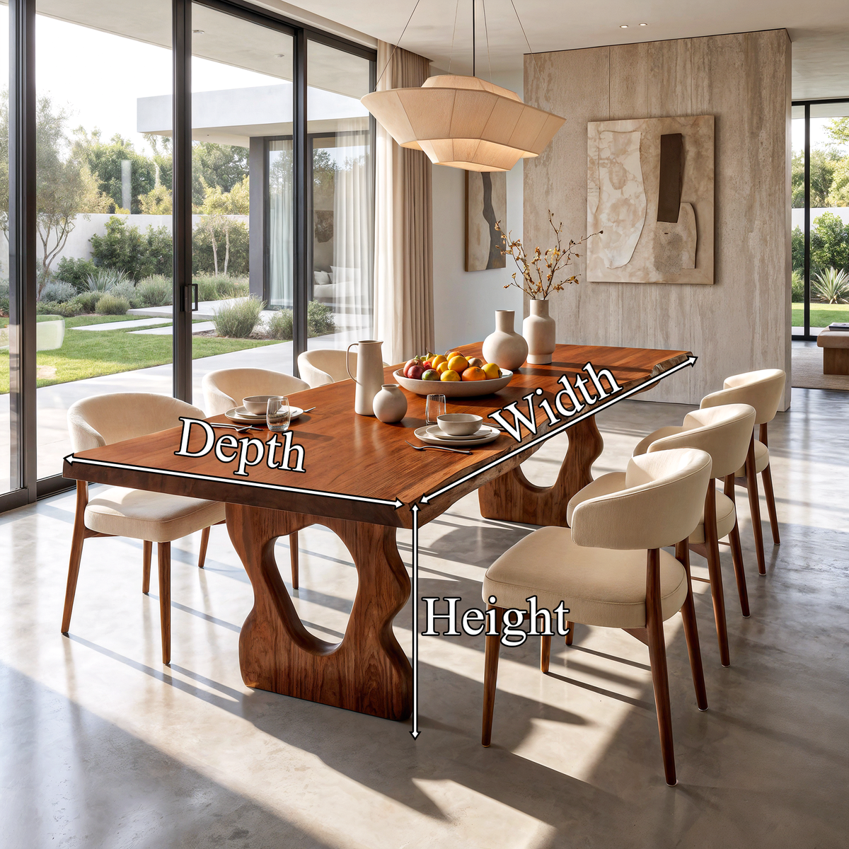Mid Century Dining Table With Bold Curved Base For Dining Room