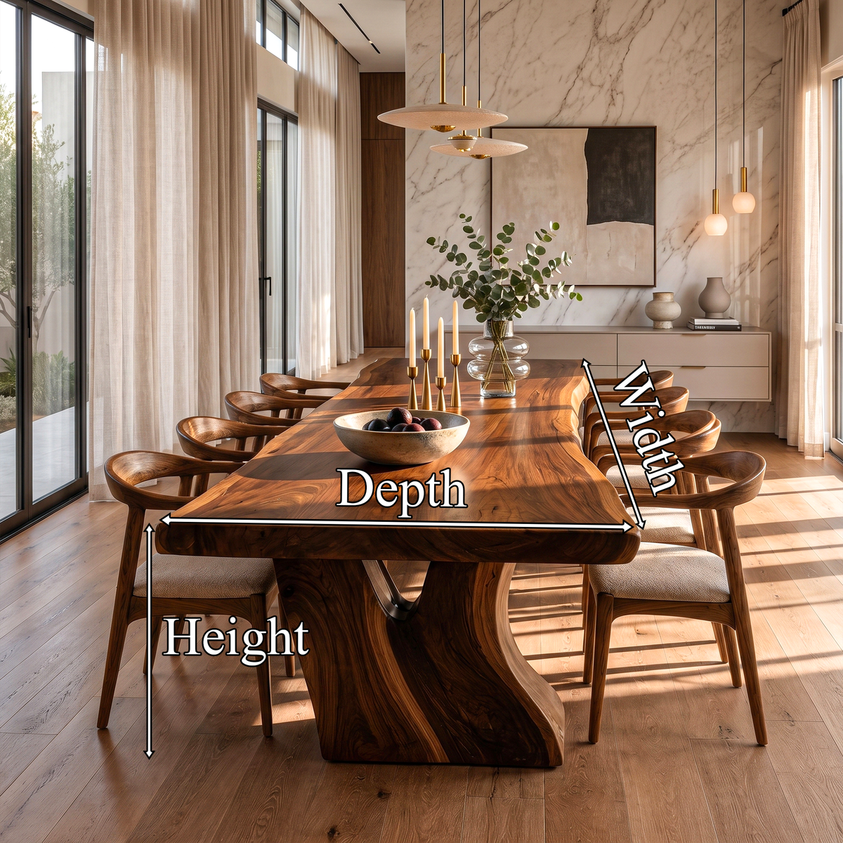 Natural Dining Table With Sculpted Root Inspired Legs For Dining Room