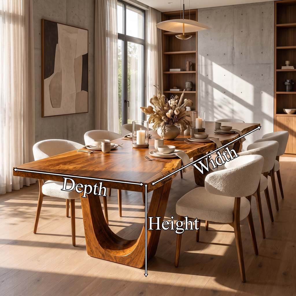 Minimalist Live Edge Dining Table With Simple Natural Form For Dining Room