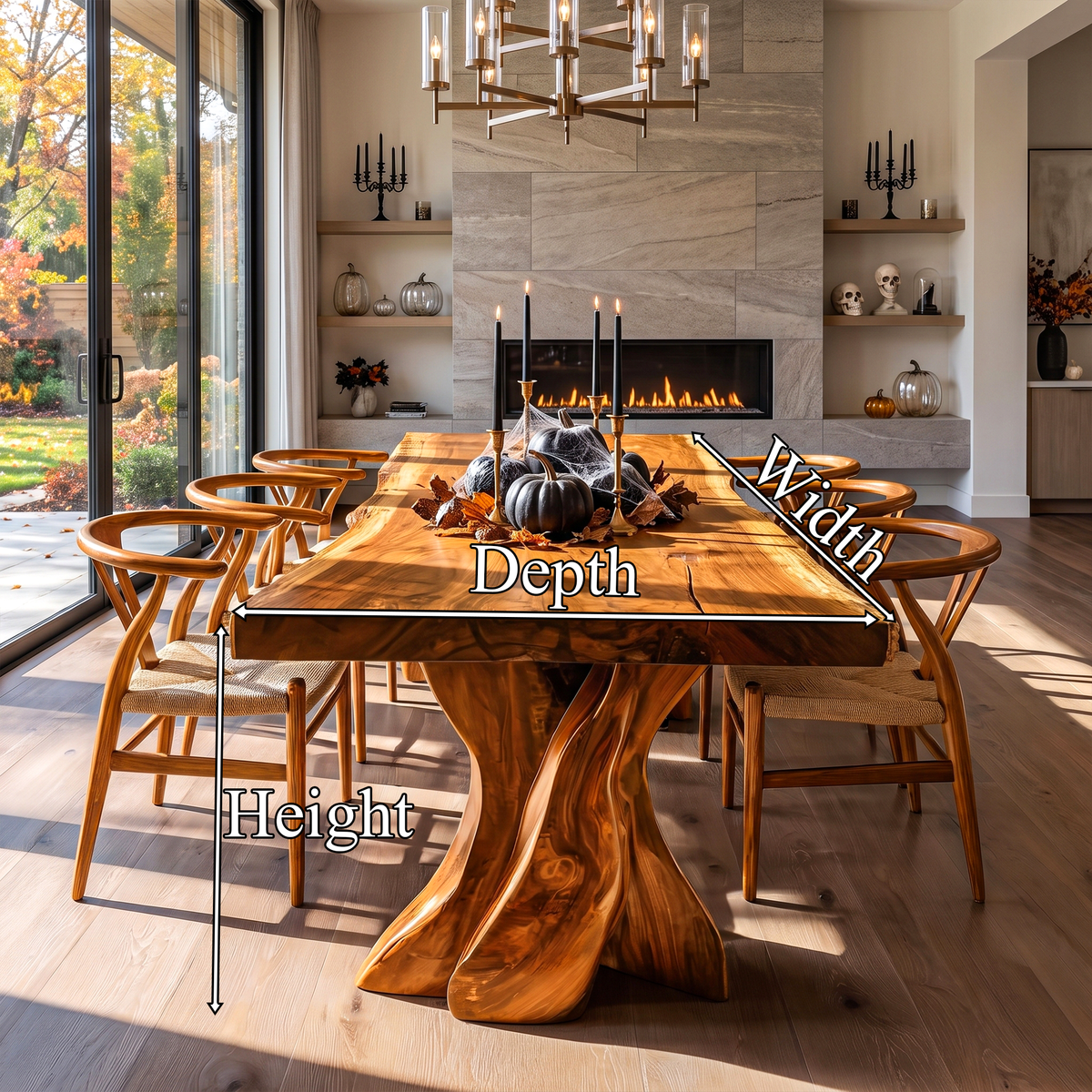 Contemporary Halloween Dining Table With Artistic Tree Form Base For Dining Room