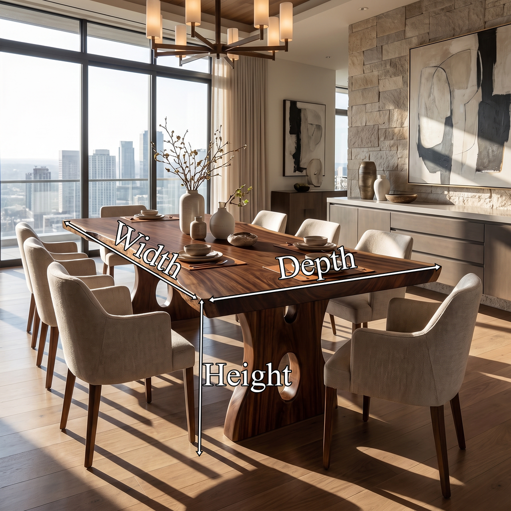 Natural Statement Dining Table With Flowing Organic Silhouette For Dining Room