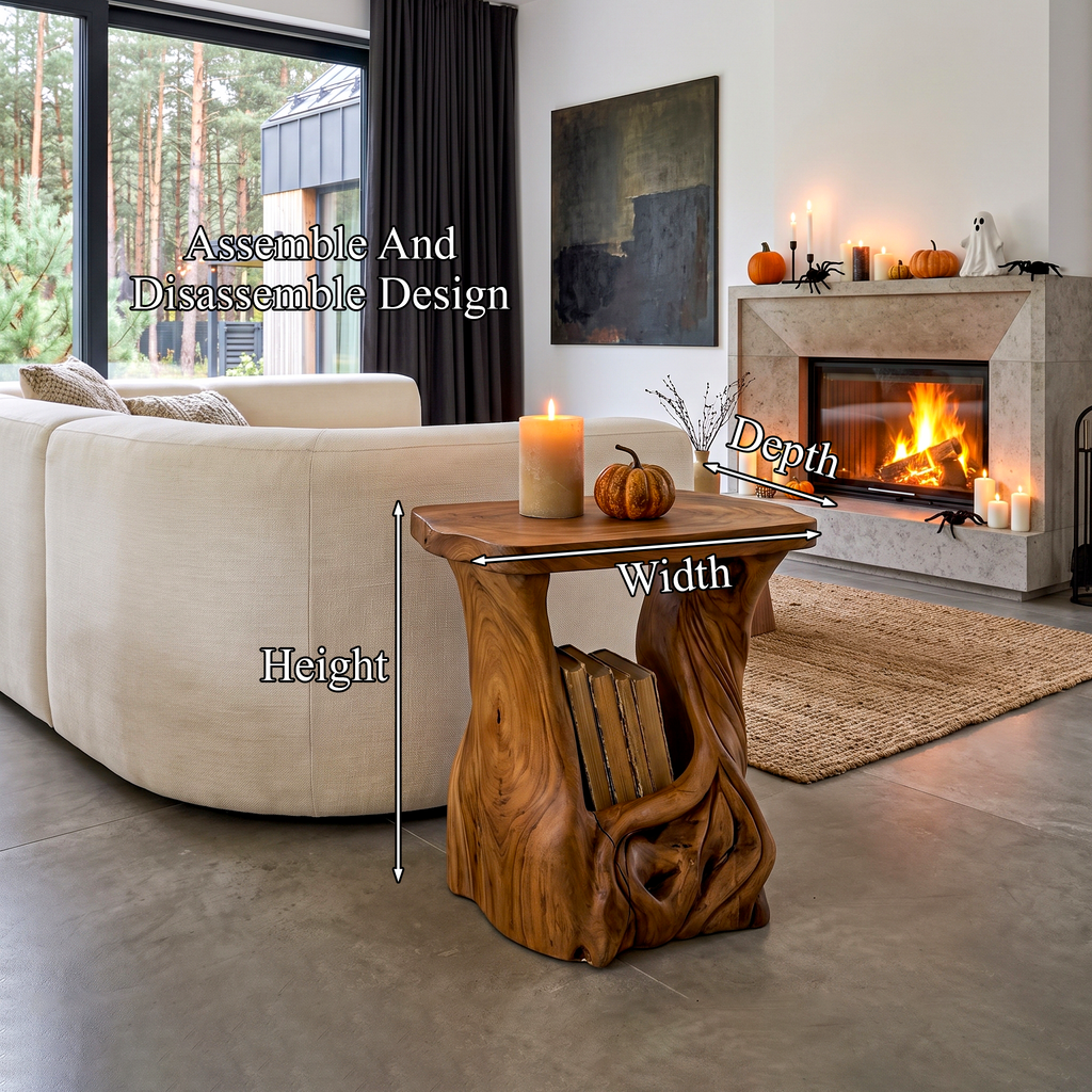 Modern Beside Table Halloween Inspired With Sculptural Tree Base For Living Room