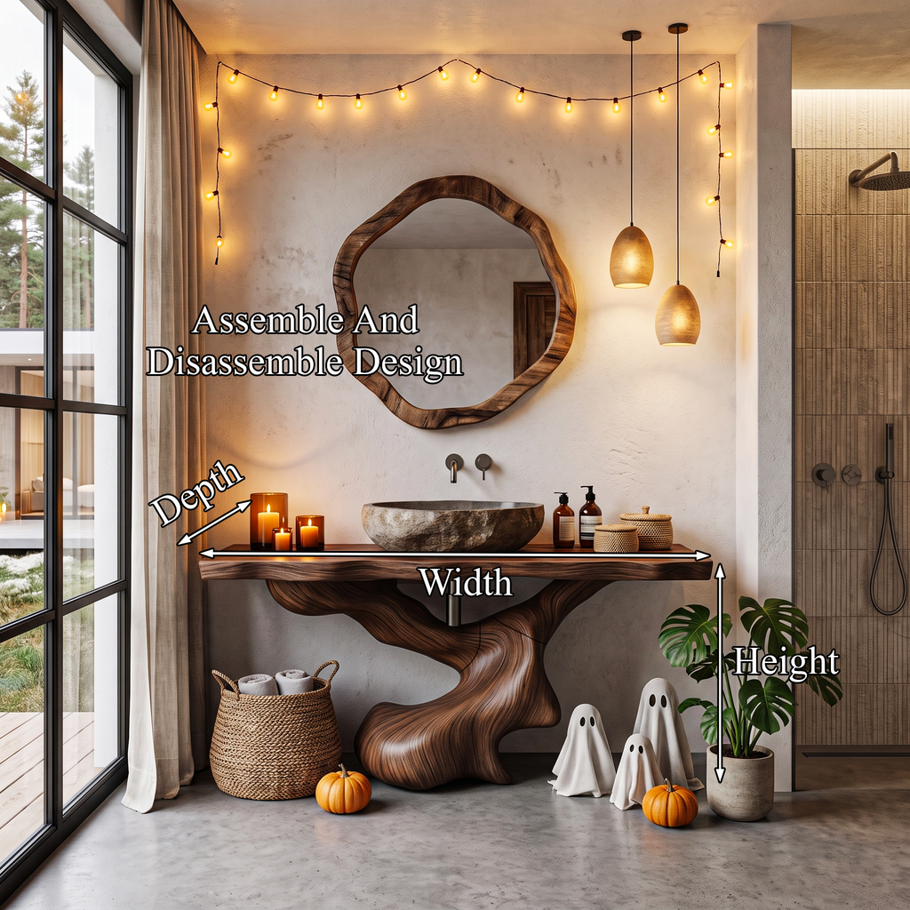 Organic Halloween Sculptural Bathroom Vanity With Twisted Tree Form For Bathroom