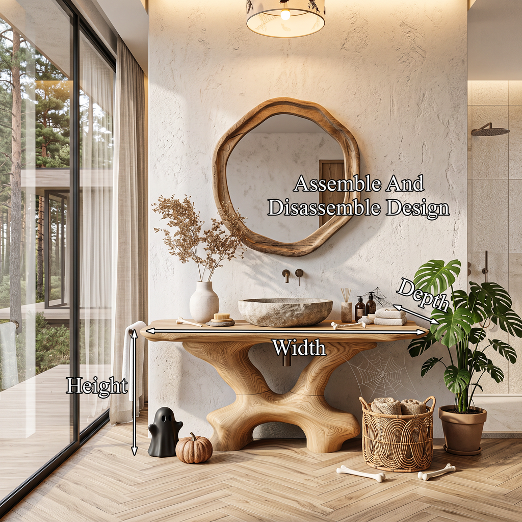 Modern Halloween Statement Bathroom Vanity With Sculptural Branch Frame For Bathroom