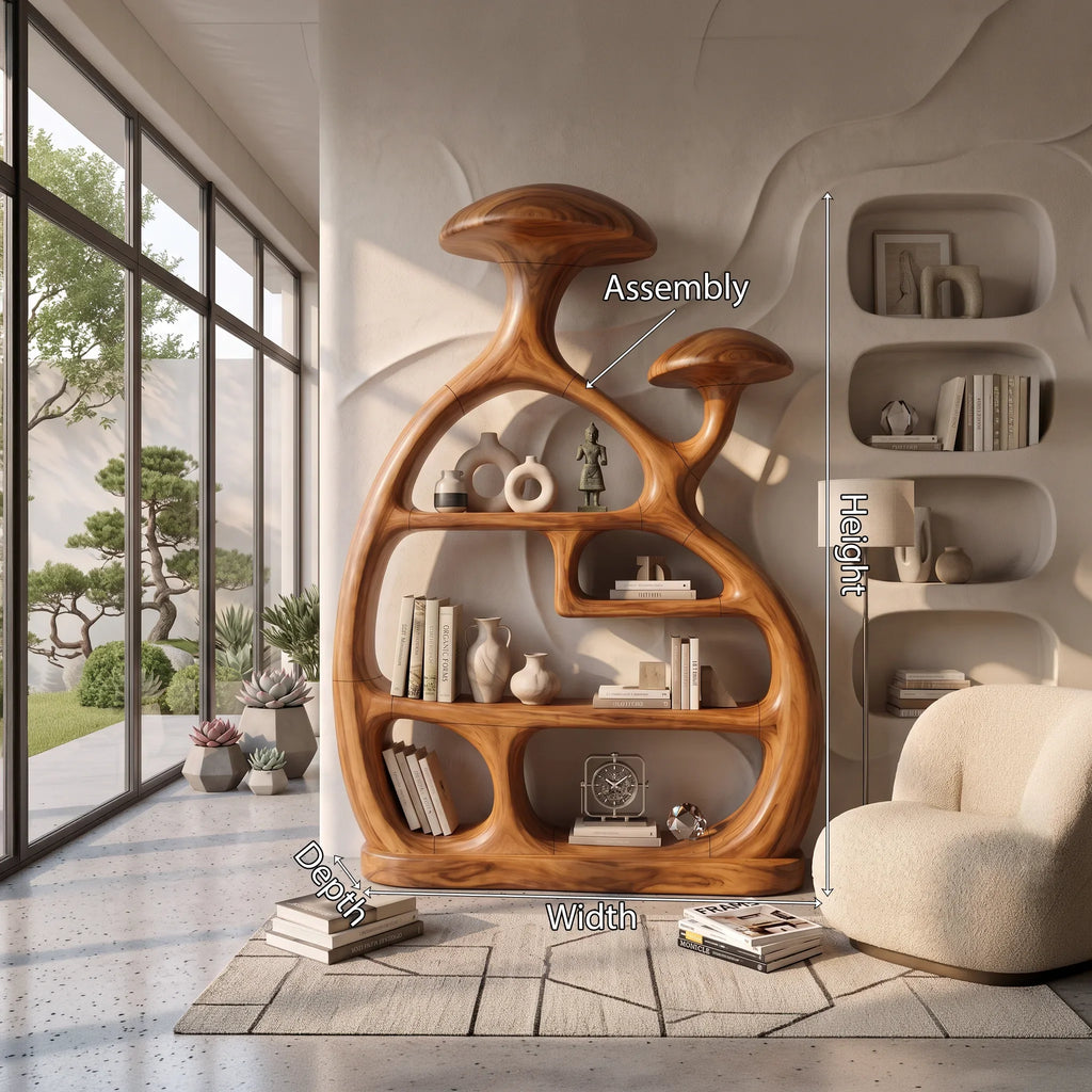 Organic Curved Mushroom Bookshelf Modern Living Room