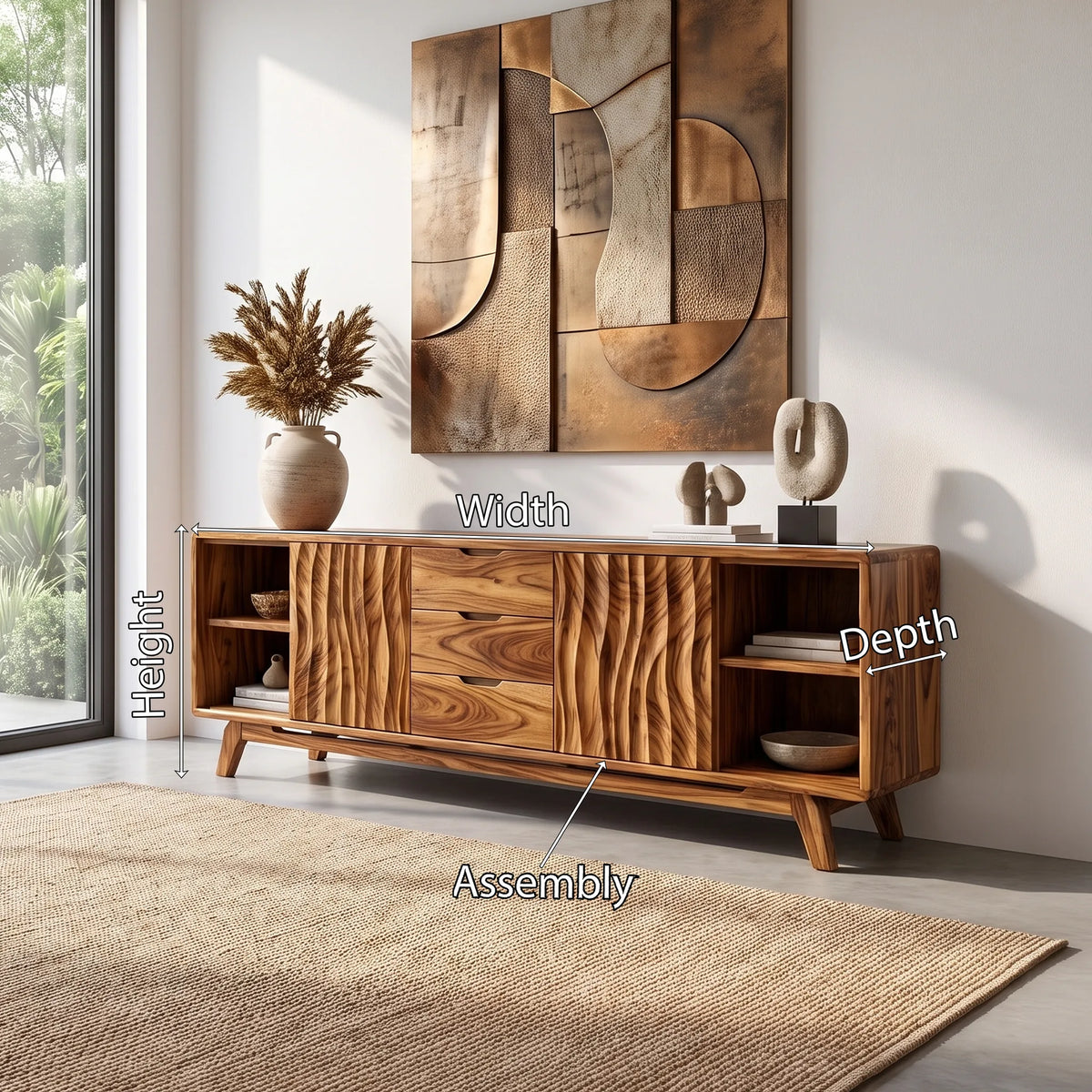 Warm Sideboard Cabinet Dining Room Sideboard Buffet Cabinet Textured Doors For Dining Room