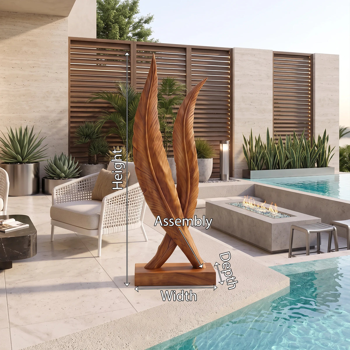 Handcrafted Spiral Wood Sculpture For Modern Outdoor Patio Decor
