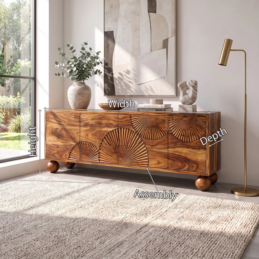 Radiant Sideboard Cabinet Dining Sideboard Buffet Cabinet Fan Carving For Dining Room