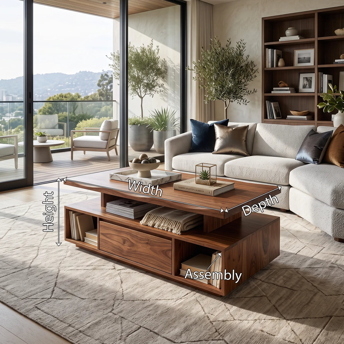 Organic Modern Storage Coffee Table Contemporary Living Room