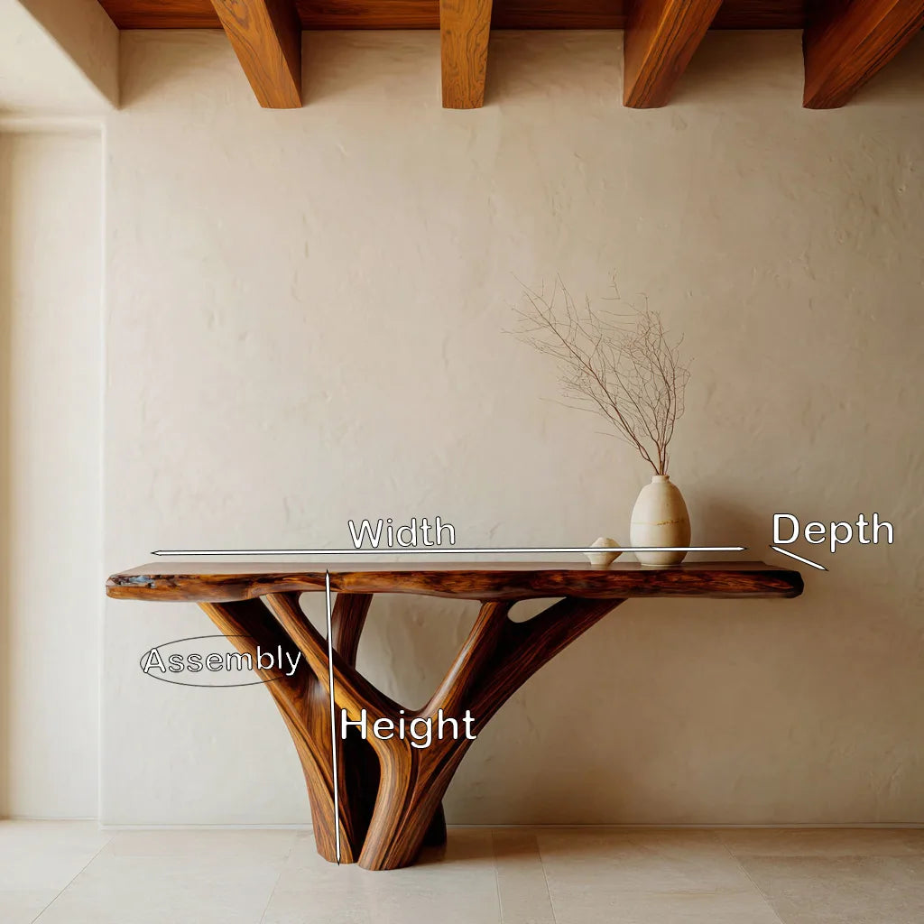 Live Edge Sculptural Console Table For Modern Entryway