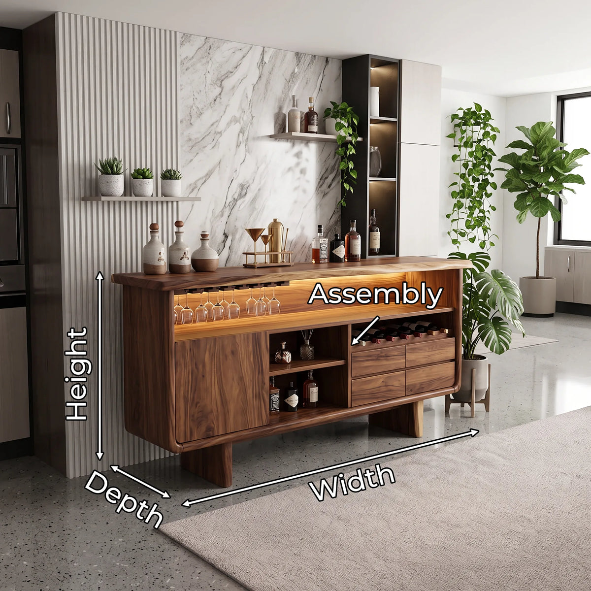 Organic Sculptural Liquor Cabinet Modern Dining Room