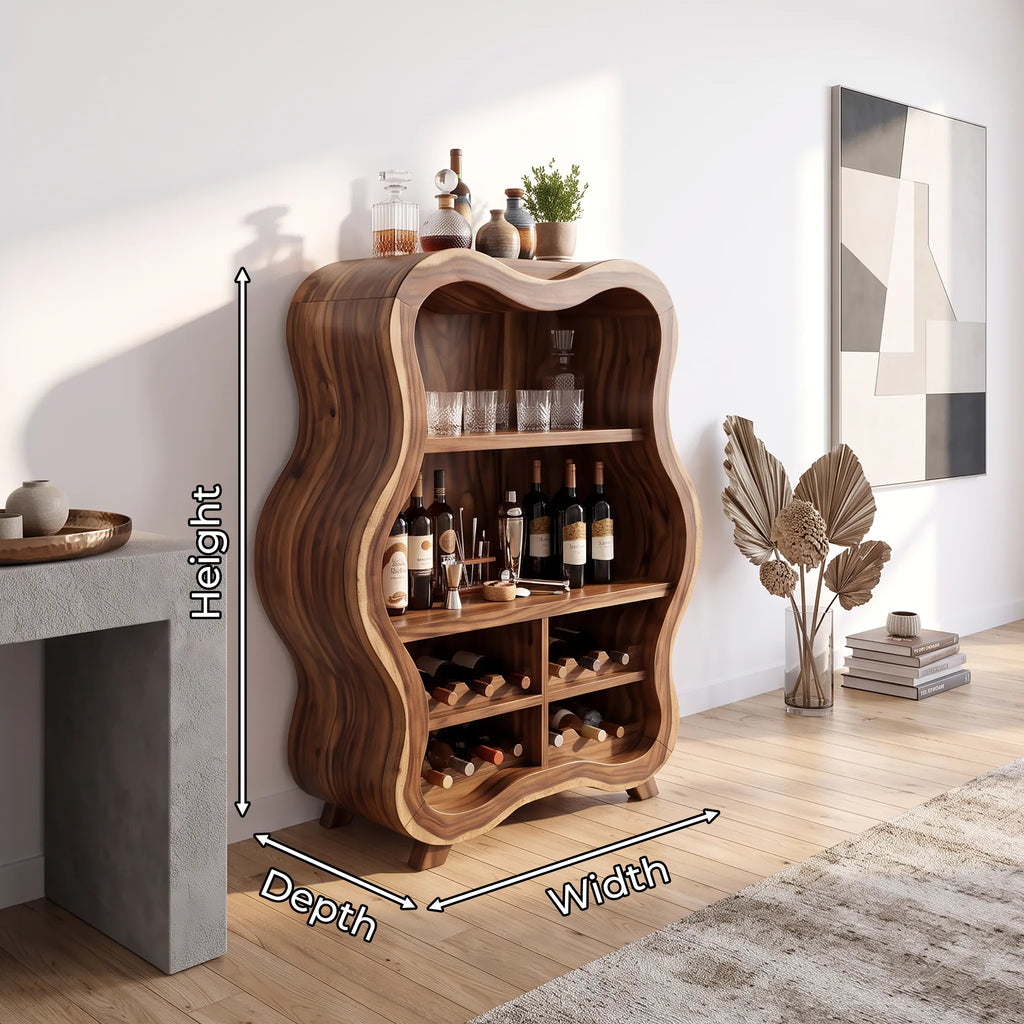 Organic Modern Wine Bar Cabinet Living Room