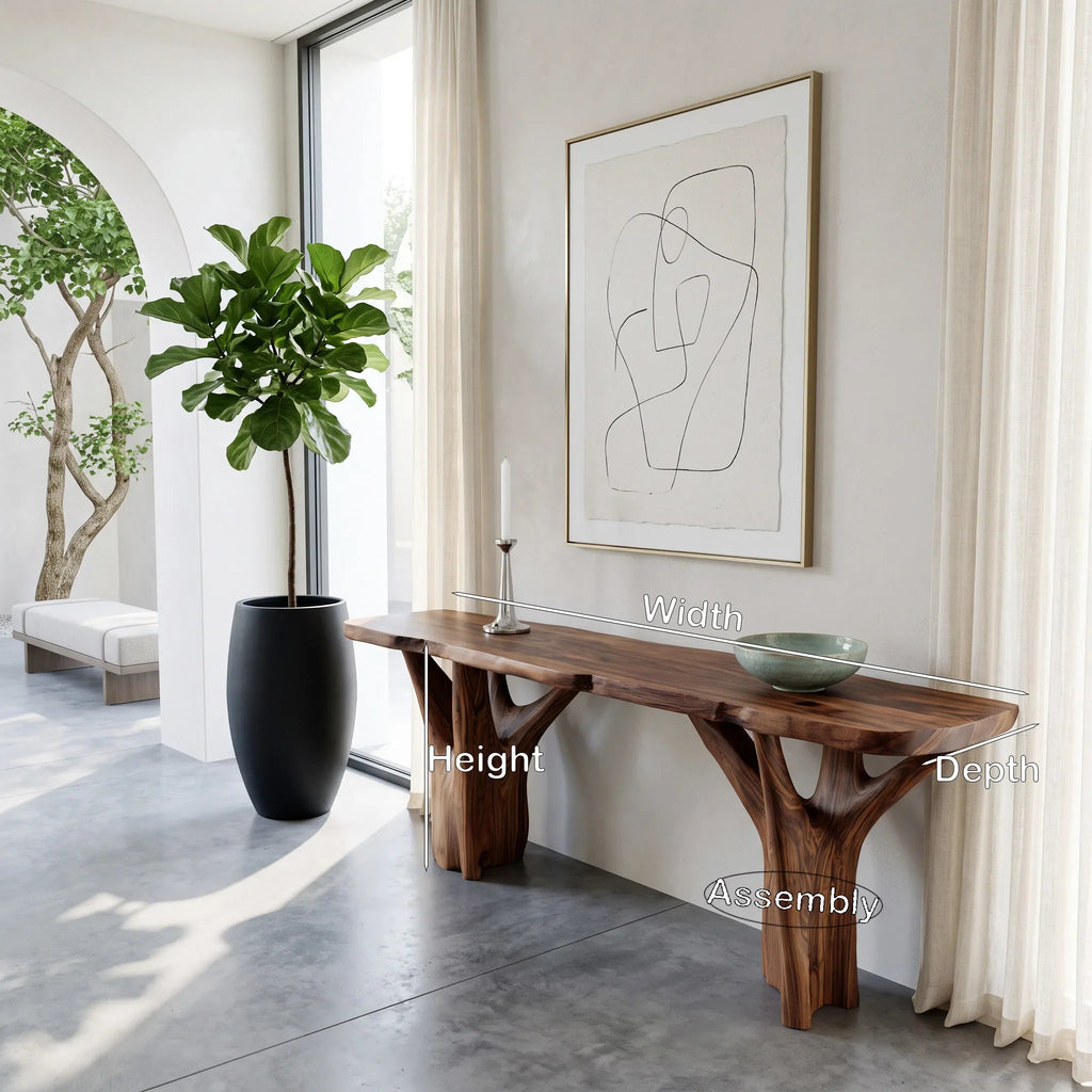 Live Edge Branch Console Table For Modern Hallway