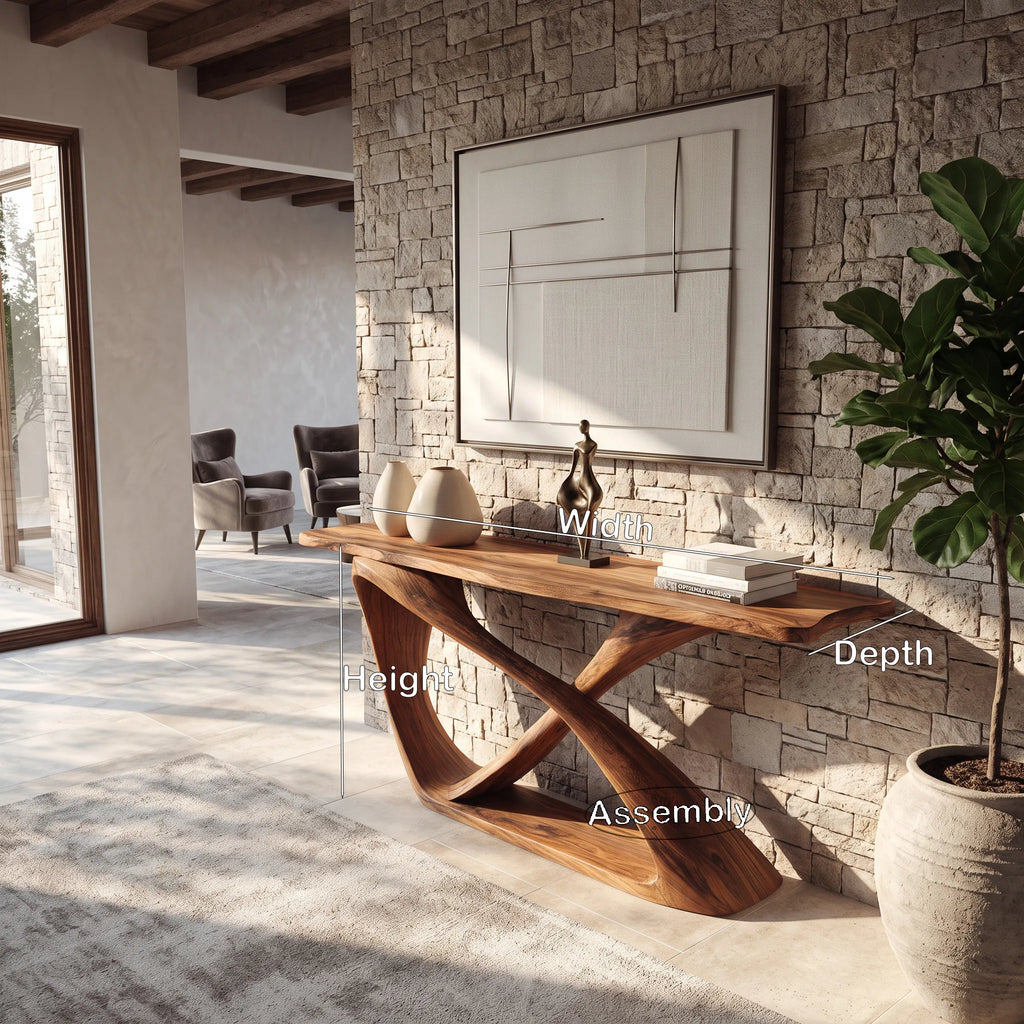 Contemporary Sculptural Curved Console Table For Hallway