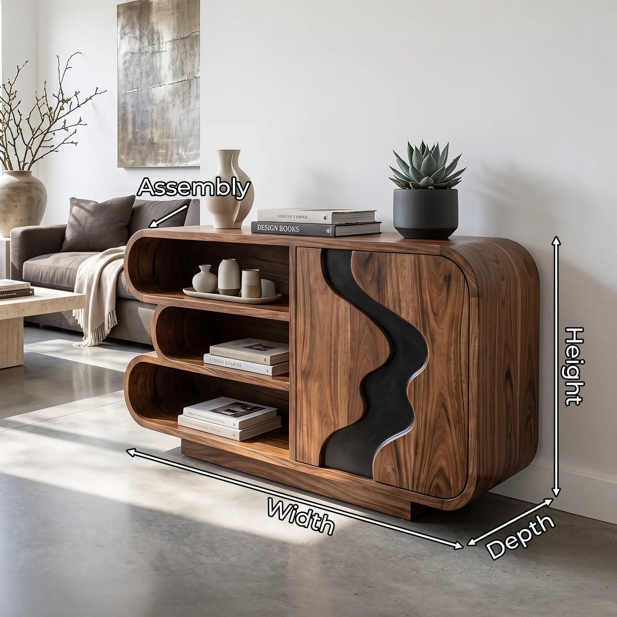 Organic Modern Sculptural Sideboard Cabinet Living Room