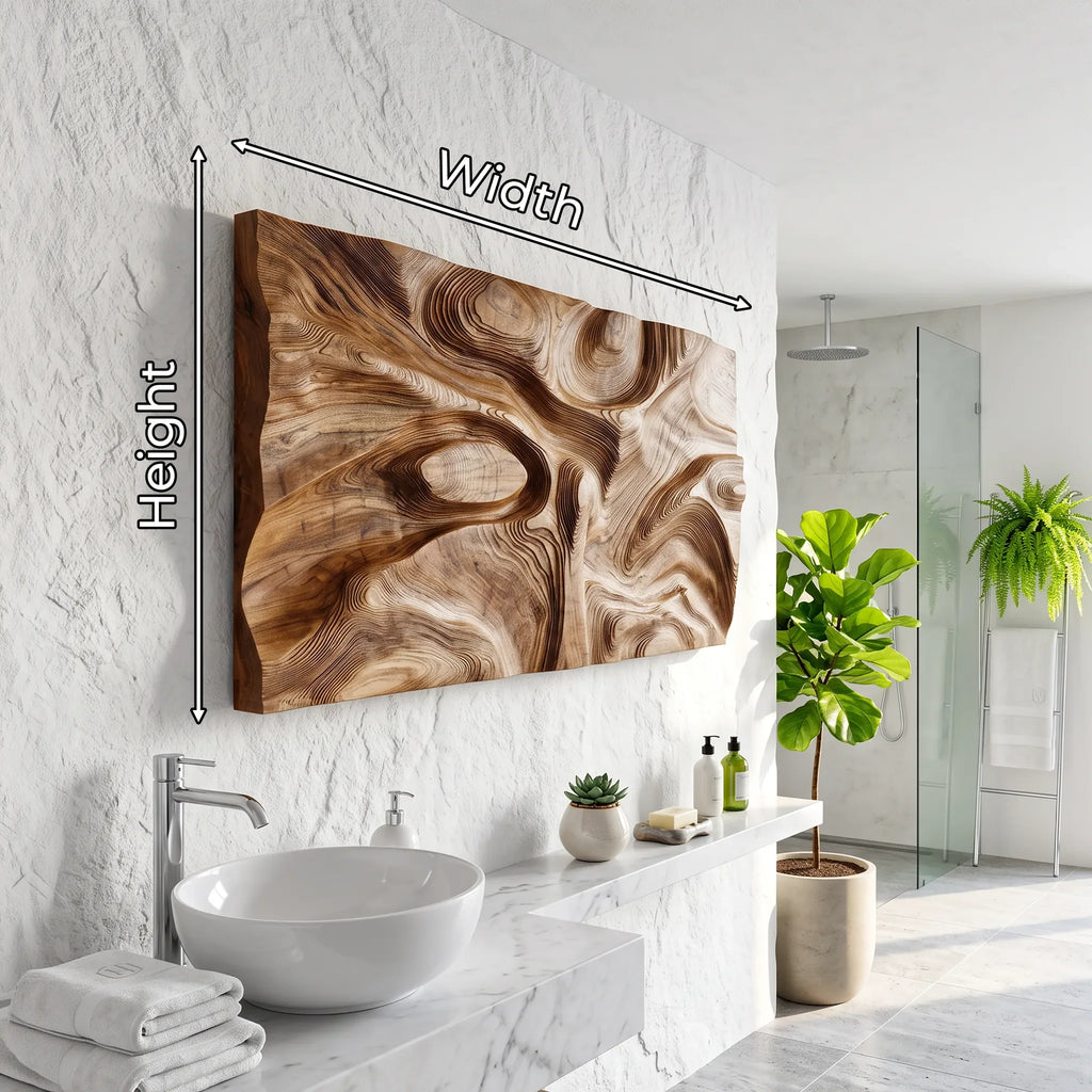 Organic Modern Wood Wall Art For Luxury Bathroom