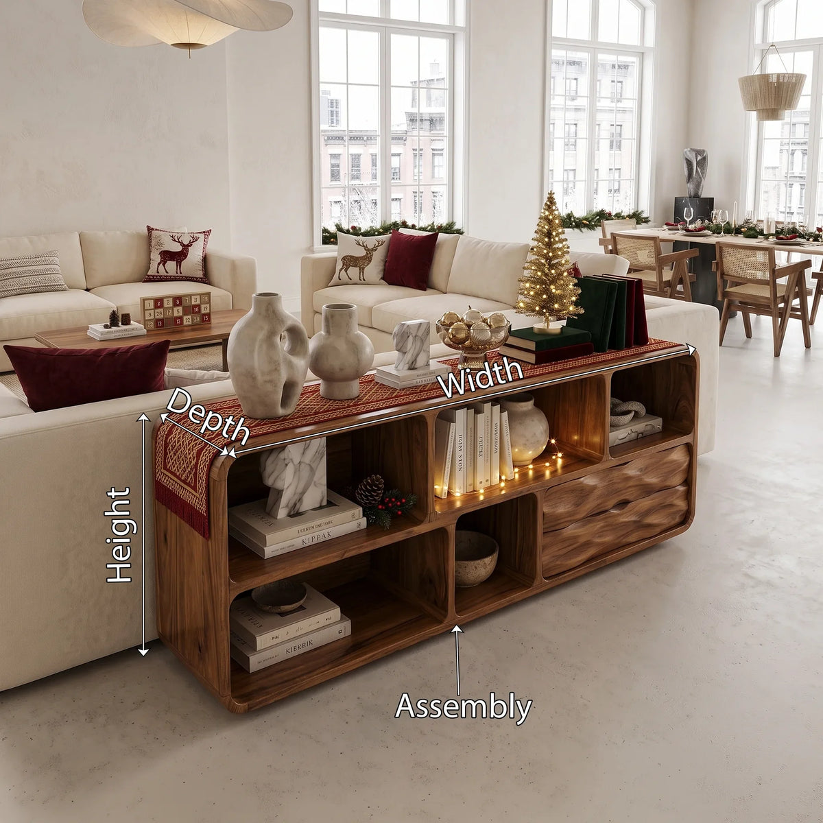 Mid Century Xmas Storage Console Table Living Room