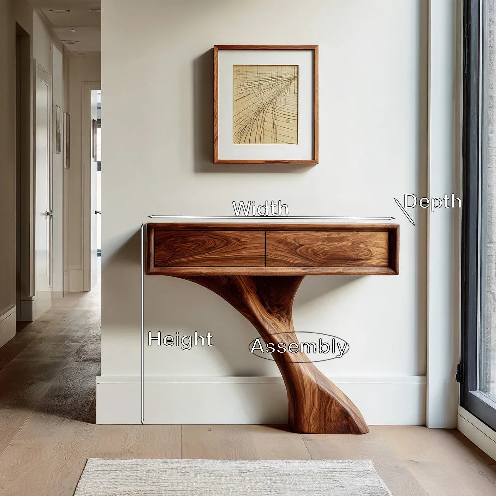 Modern Sculptural Console Table With Drawers For Entryway