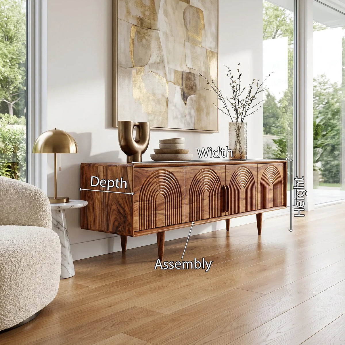 Refined Sideboard Cabinet Dining Sideboard Buffet Cabinet Arch Carving For Dining Room