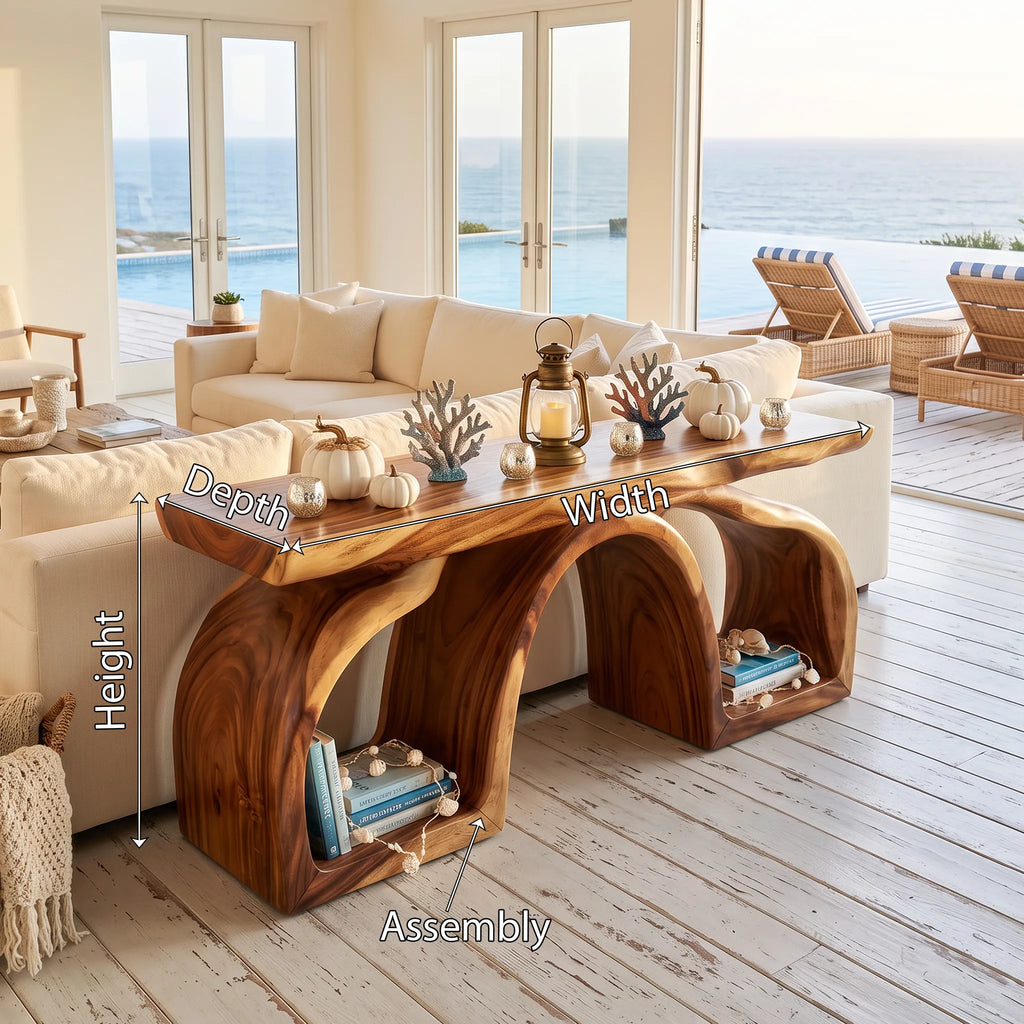 Rustic Pumpkin Live Edge Console Table Coastal Home