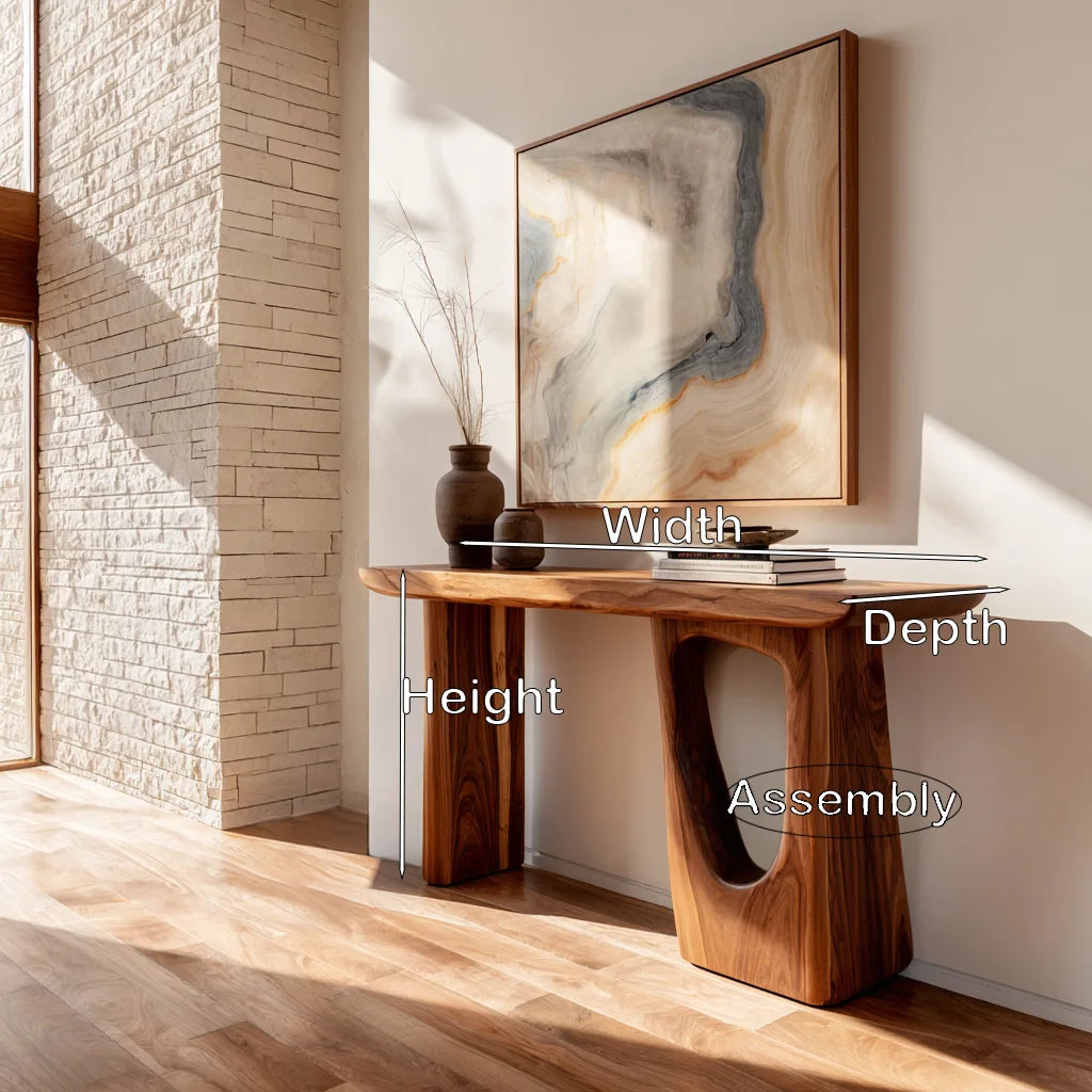 Contemporary Sculptural Console Table With Pedestal Legs For Entryway