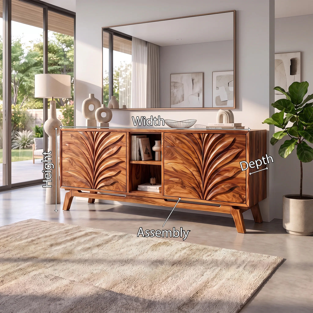 Refined Sideboard Storage Cabinet Modern Sideboard Buffet Cabinet Leaf Carving For Living Room