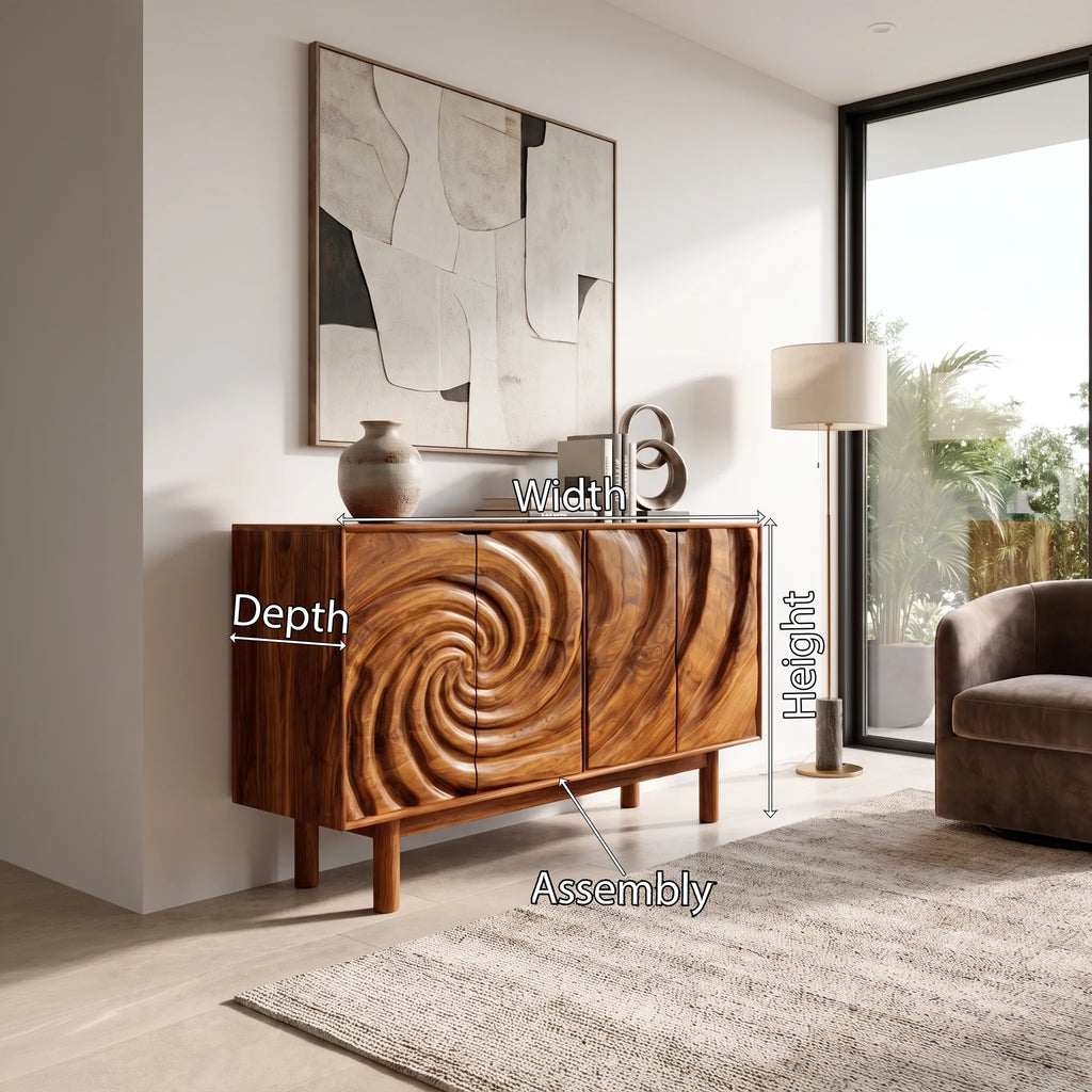 Flowing Sideboard Sideboard Cabinet Modern Sideboard Swirl Relief Front For Living Room