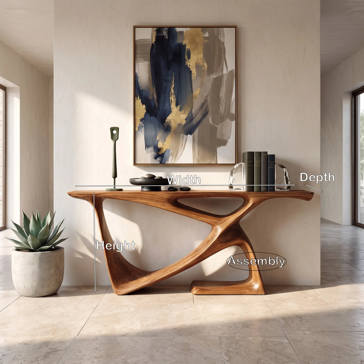 Organic Modern Sculptural Console Table For Contemporary Entryway