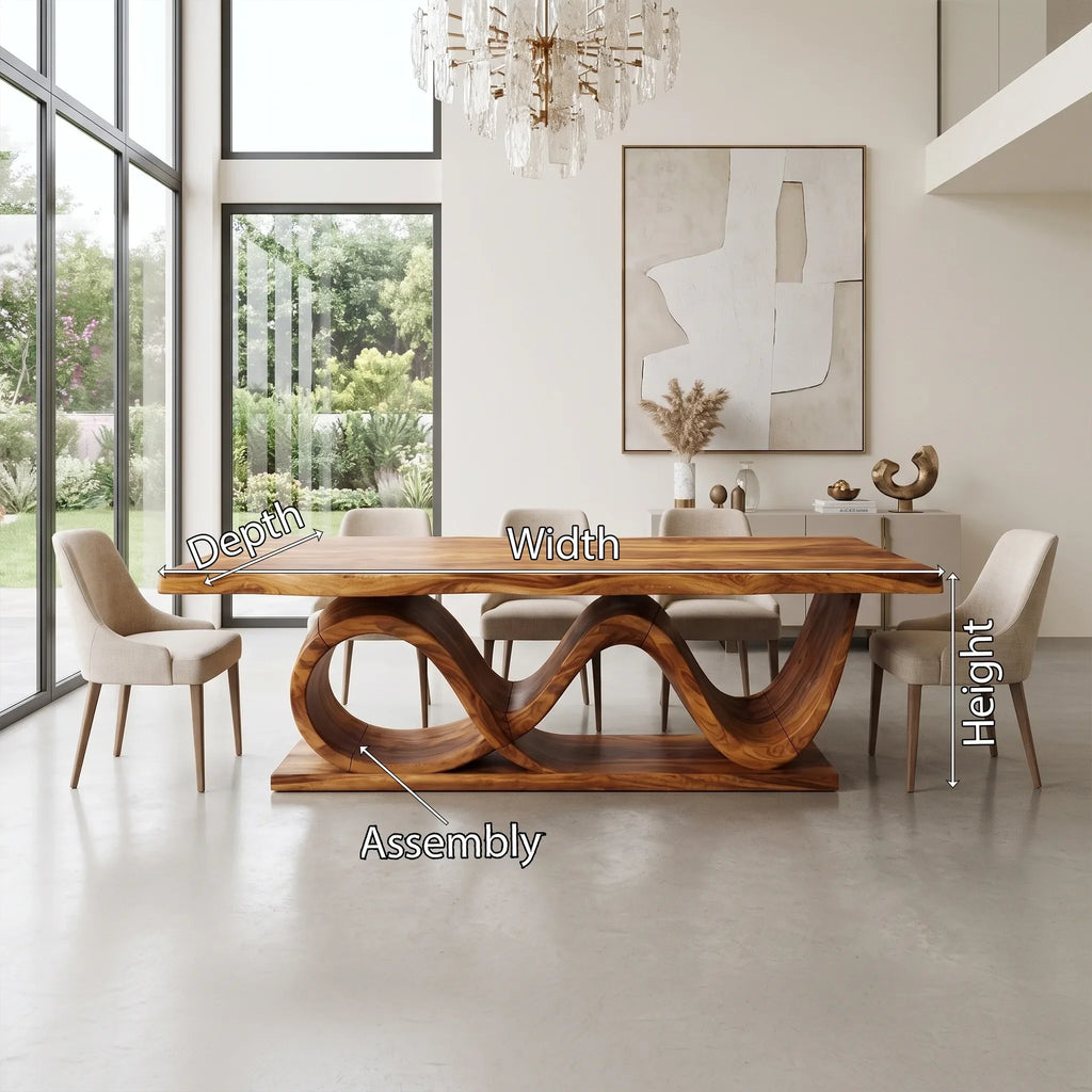 Inviting Dining Table Wooden Dining Table Rectangle Dining Table Wave Base For Dining Room