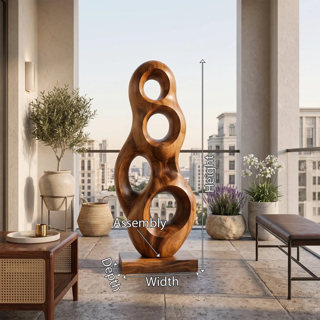 Organic Wooden Sculpture For Modern Penthouse Balcony Decor