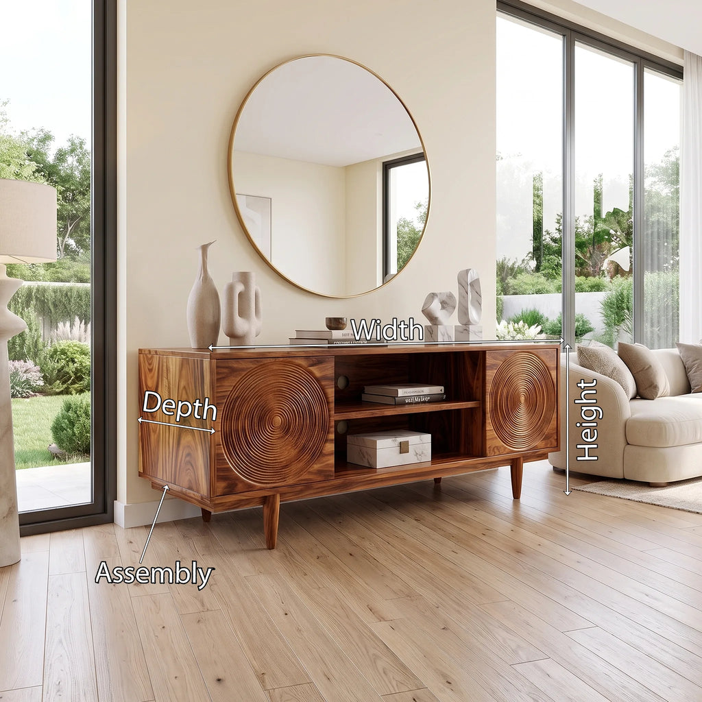 Elegant Sideboard Modern Sideboard Buffet Cabinet Circle Carving For Living Room