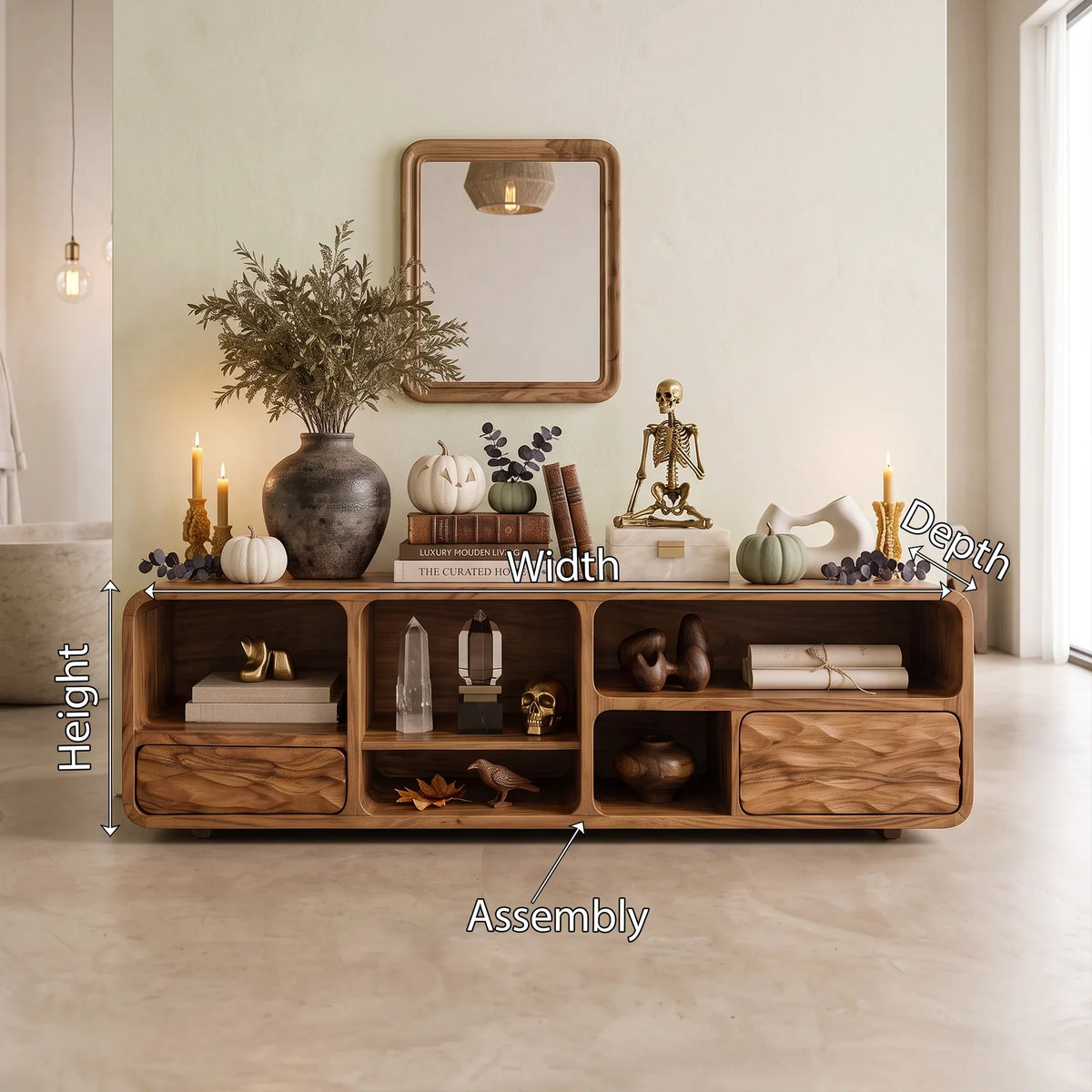 Mid Century Skull Console Table For Entryway
