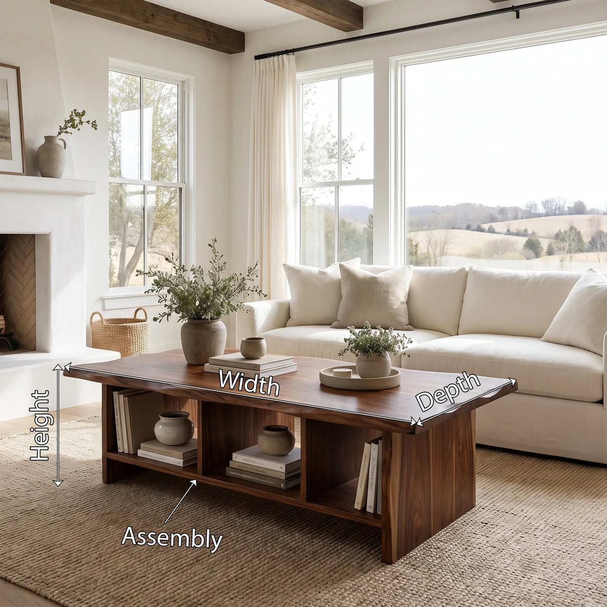 Farmhouse Live Edge Coffee Table Country Living Room