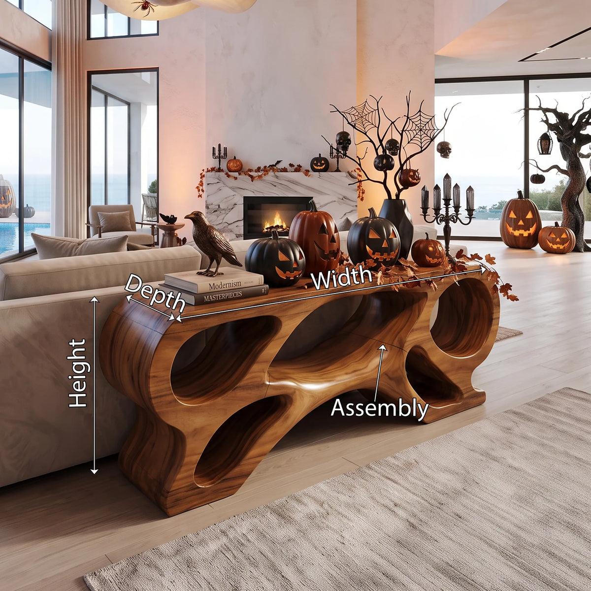 Modern Pumpkin Long Console Table Luxury Living Room