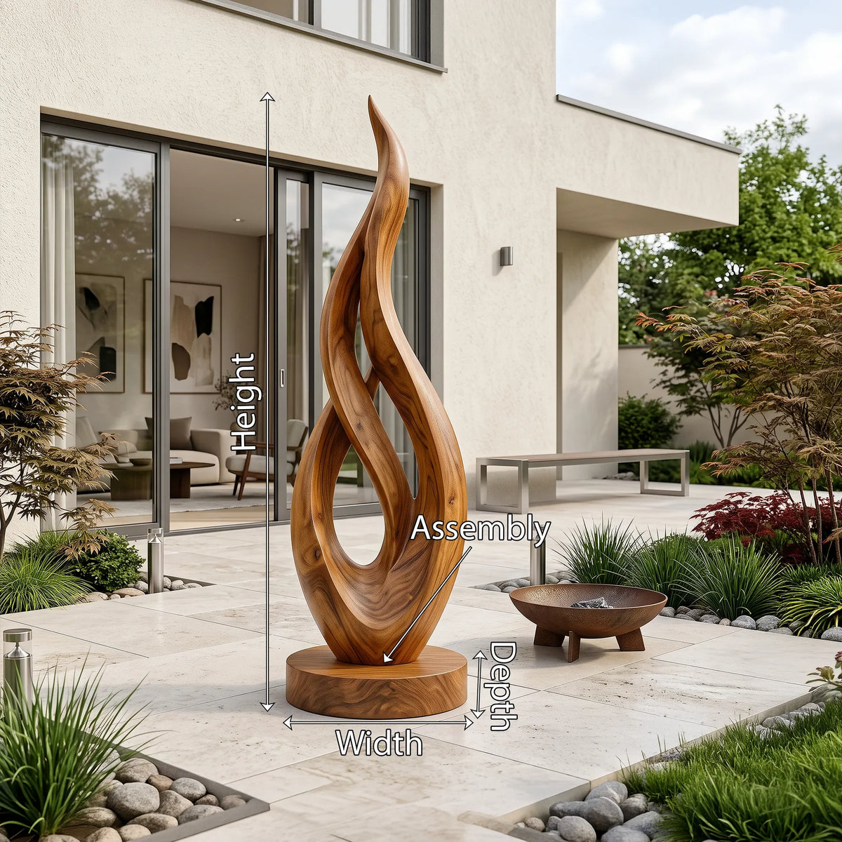 Japandi Twisted Wood Sculpture For Minimalist Outdoor Garden Decor