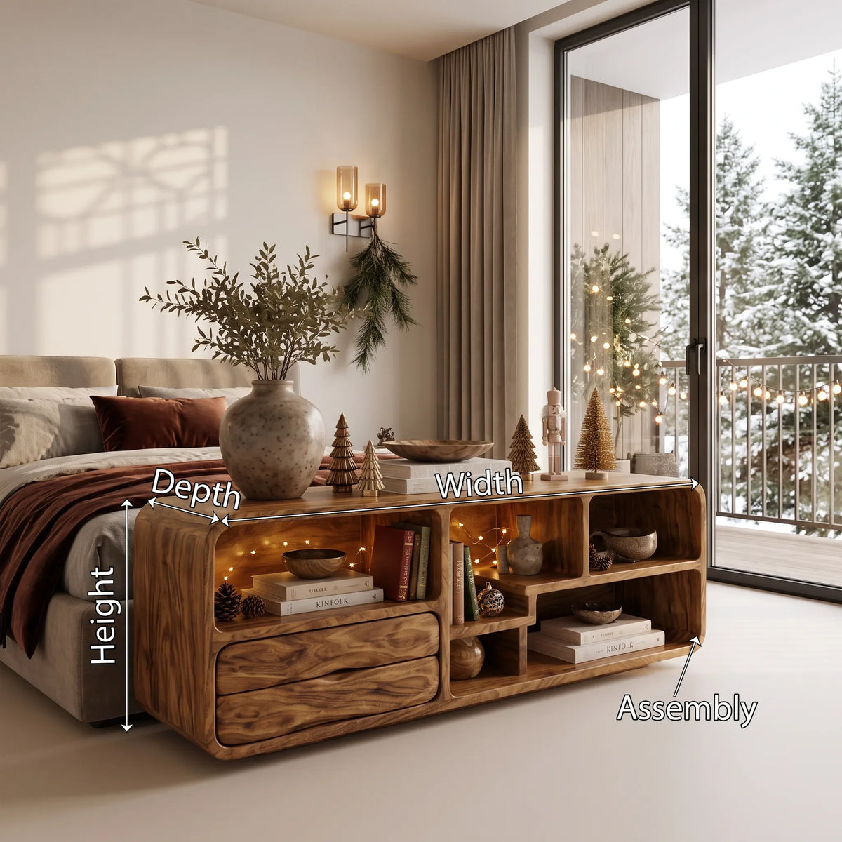 Scandinavian Nutcracker Sofa Table Cozy Bedroom