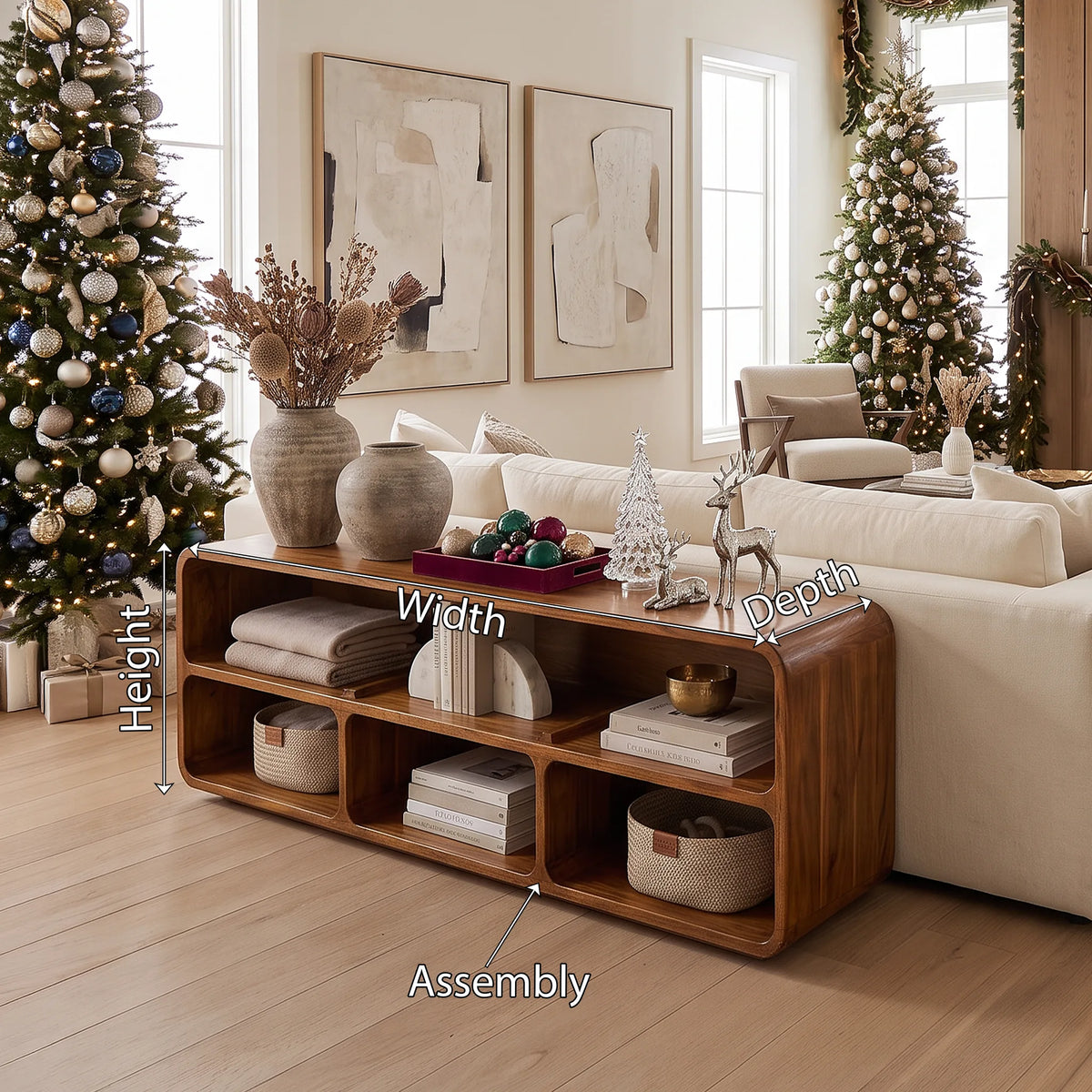 Mid Century Santa Storage Console Table Living Room