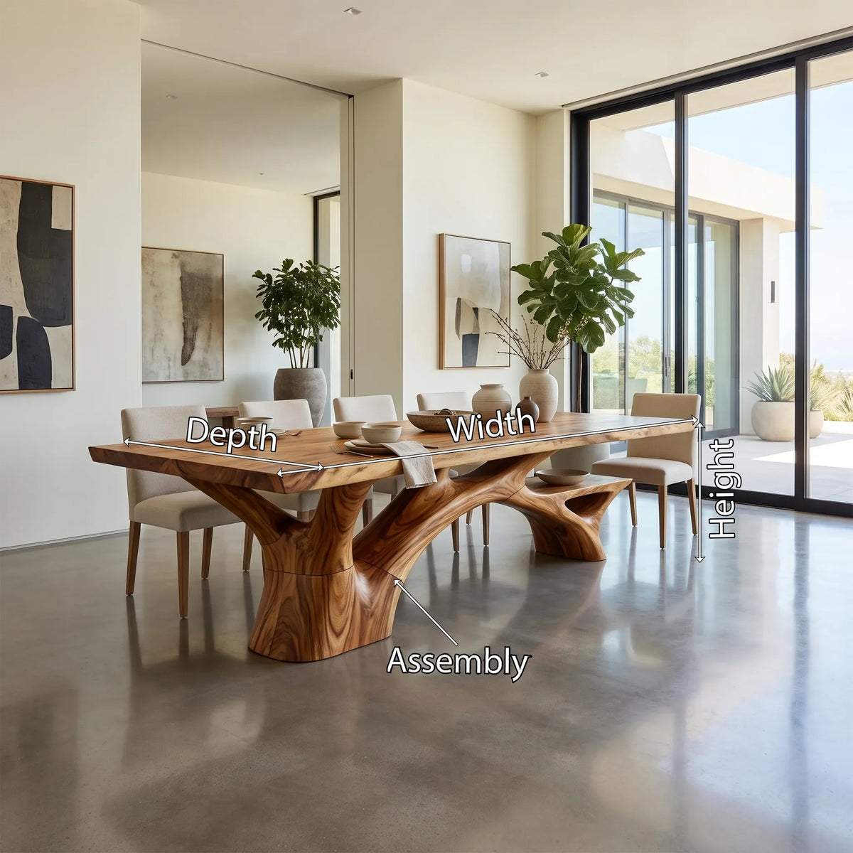 Minimal Dining Table Rectangle Dining Room Table Sculptural Branch Base For Dining Room