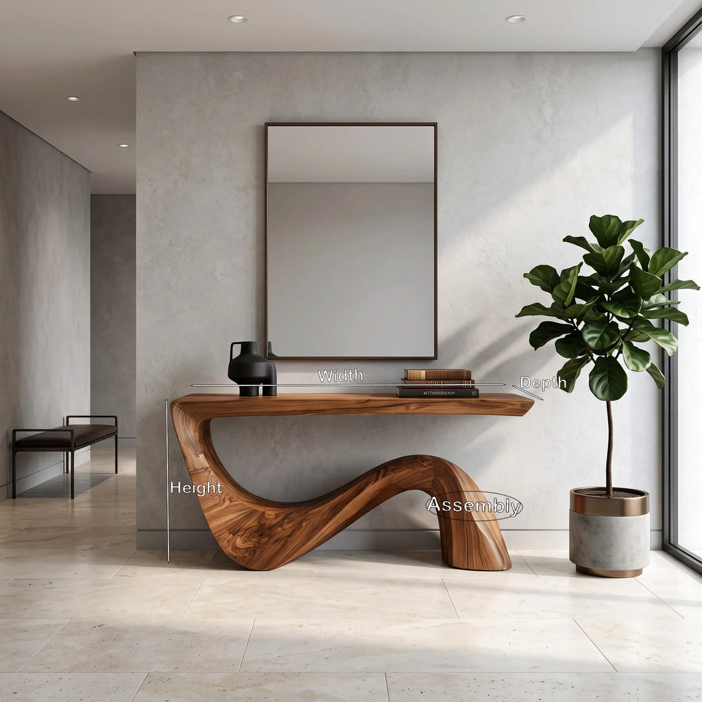 Modern Curved Sculptural Console Table For Contemporary Entryway