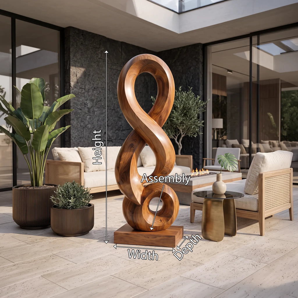 Handcrafted Abstract Wooden Sculpture For Luxury Patio Decor