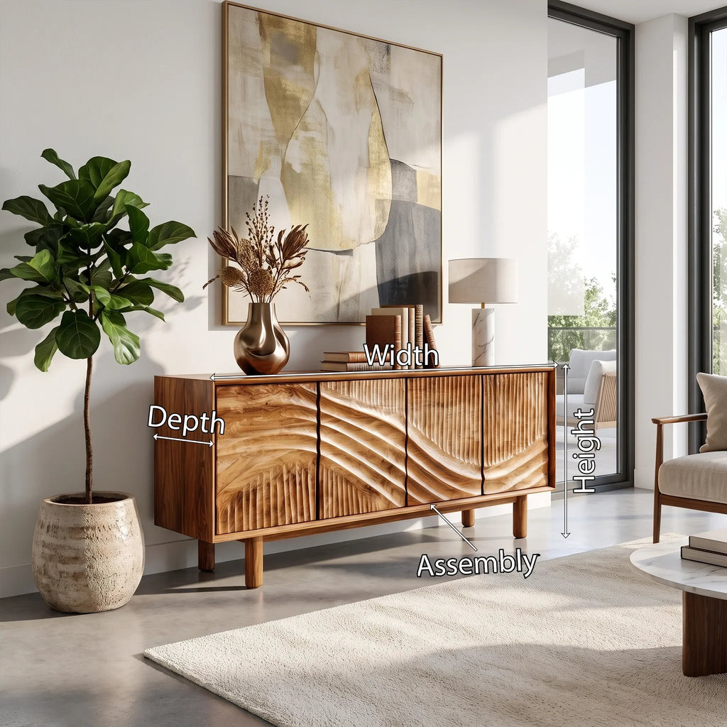 Textured Sideboard Sideboard Cabinet Modern Sideboard Wave Carved Doors For Living Room