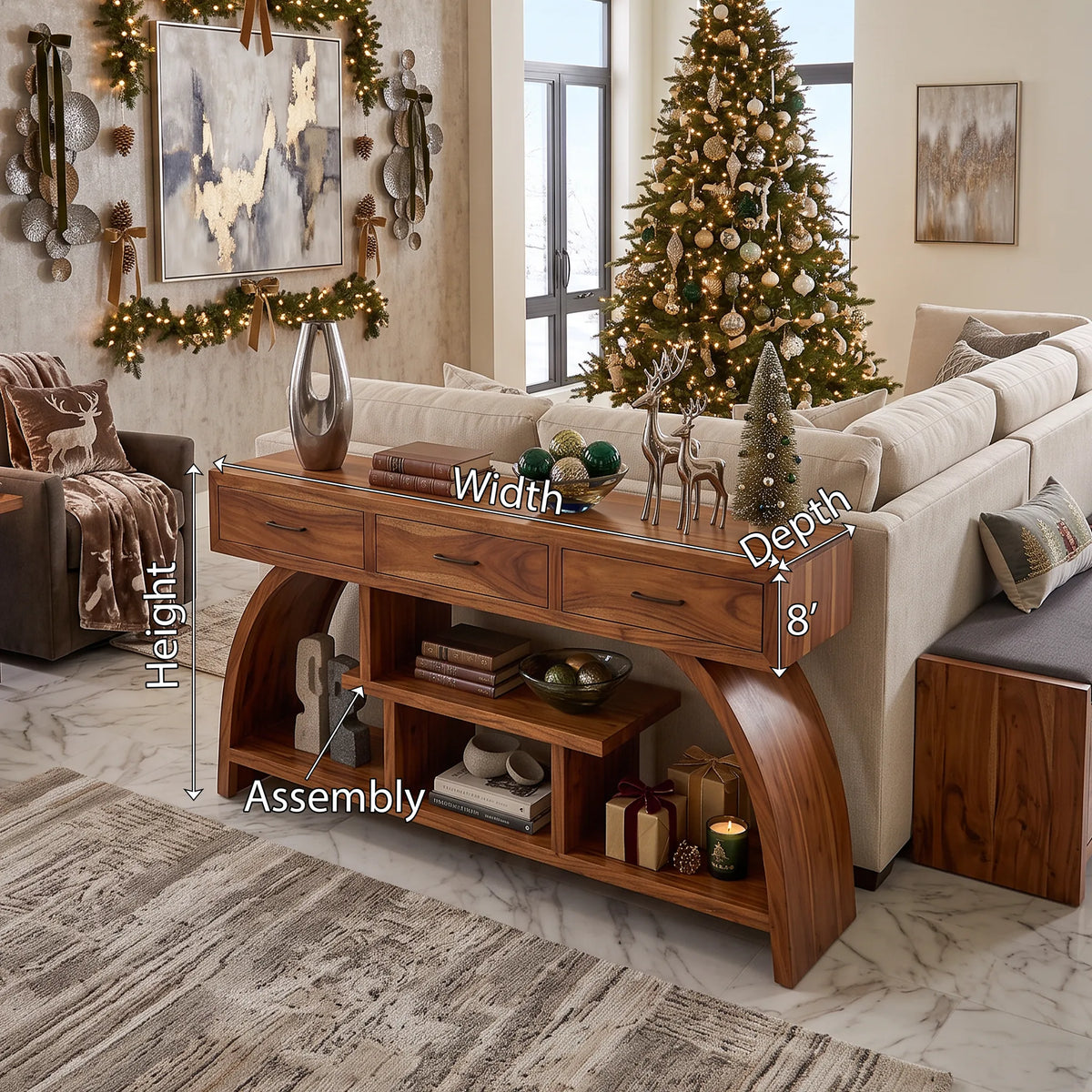 Organic Modern Xmas Console Table Living Room