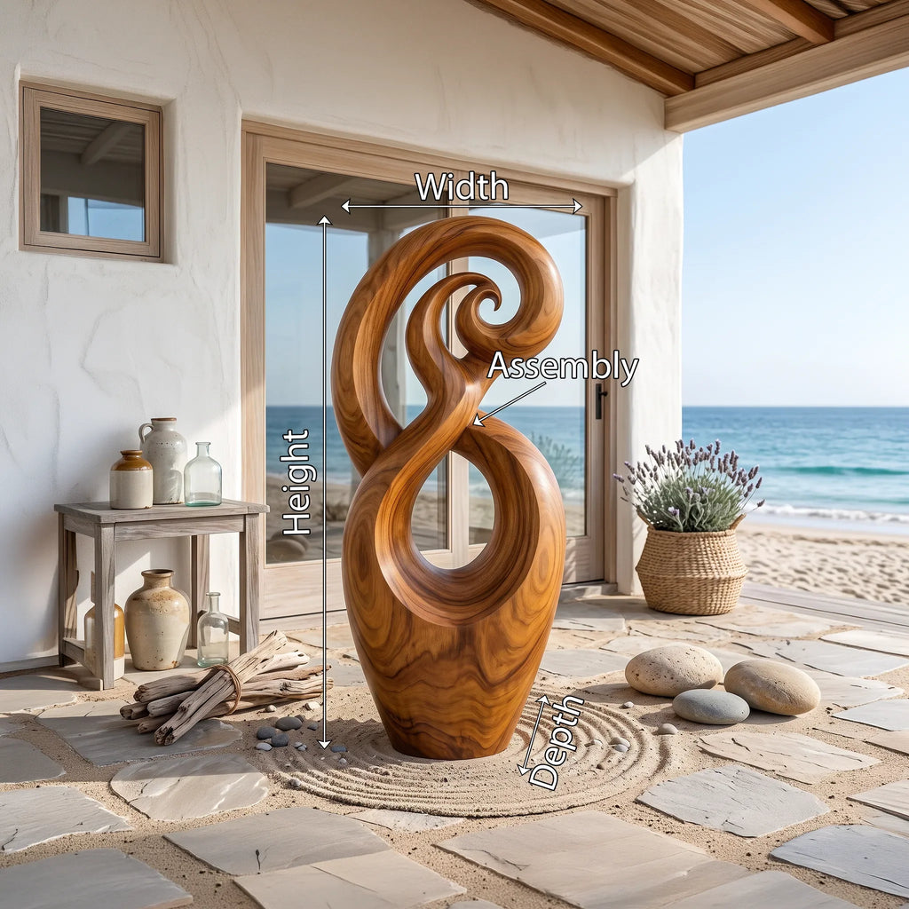 Handcrafted Spiral Wooden Sculpture For Coastal Home Decor
